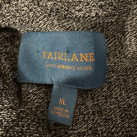 Fairlane Sweater Men's XL Gray 100% Merino Wool 1/4 Zip Long Sleeve Pullover - Picture 6 of 8